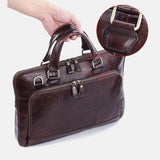 elvesmall Men Genuine Leather Large Capacity Handbag Business Bag 14-inch ComputerMesssenger Bag