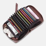 elvesmall Men Genuine Leather Retro RFID Anti-theft Multi-card Slot Organ Card Holder Coin Purse Wallet