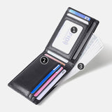 elvesmall Men Genuine Leather RFID Anti-theft Push Card Slot Multi-Slot License Case Card Holder Wallet
