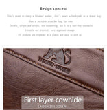 elvesmall Men Genuine Leather Multifunction Multi-Pocket Waterproof Crossbody Bag Shoulder Bag