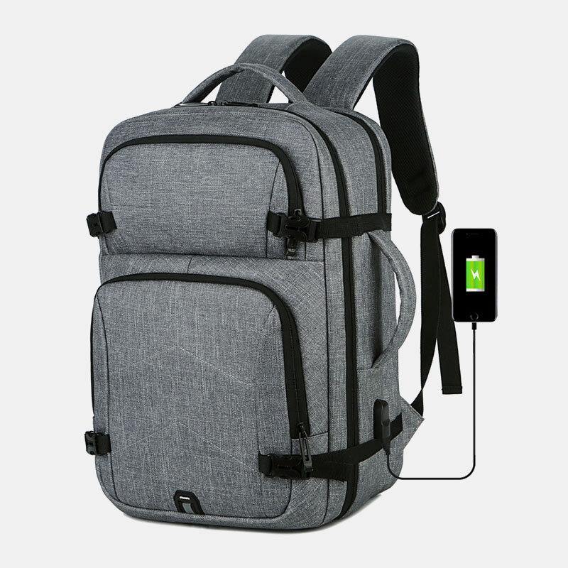 elvesmall Men Large Capacity Waterproof USB Charging 16 Inch Laptop Bag Business Outdoor Handbag Backpack