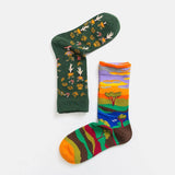 elvesmall Unisex Literature And Art Colorful Patchwork Color Animal Pattern Tube Socks