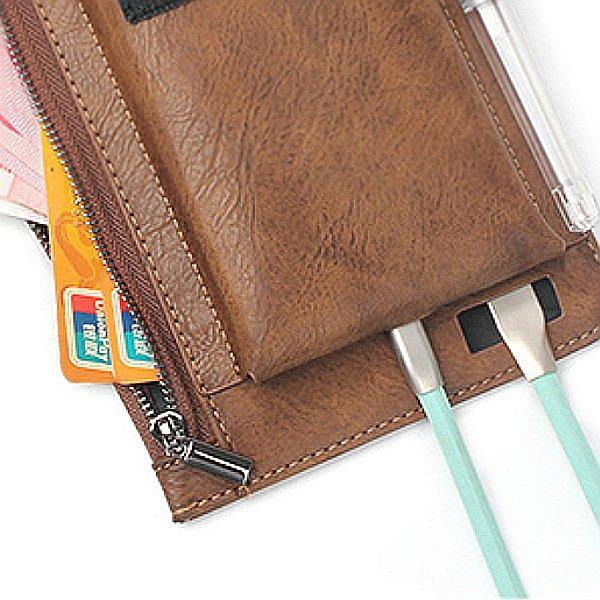 elvesmall 6.3 inch Battery Charger Phone Bag Double Layer Vintage PU Leather Waist Bag For Men