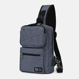 elvesmall Men Large Capacity USB Chargeable Hole Headphone Hole Waterproof Chest Bags Shoulder Bag Crossbody Bags
