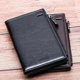 elvesmall Men Faux Leather Retro Business Multi-slot Hand Carry Card Holder Wallet Clutch Purse