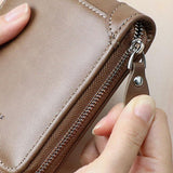 elvesmall Men PU Leather Short Multi-card Slot Card Holder Retro Zipper Coin Purse Wallet