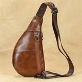 elvesmall Men's Fashion Chest Bag Genuine Leather Shoulder