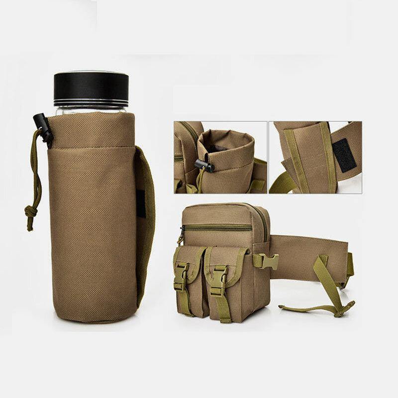 elvesmall Men Nylon Camouflage Tactical Outdoor Multifunction Casual Sport Riding Fishing Gear Bag Waist Bag Water Bottle Bag