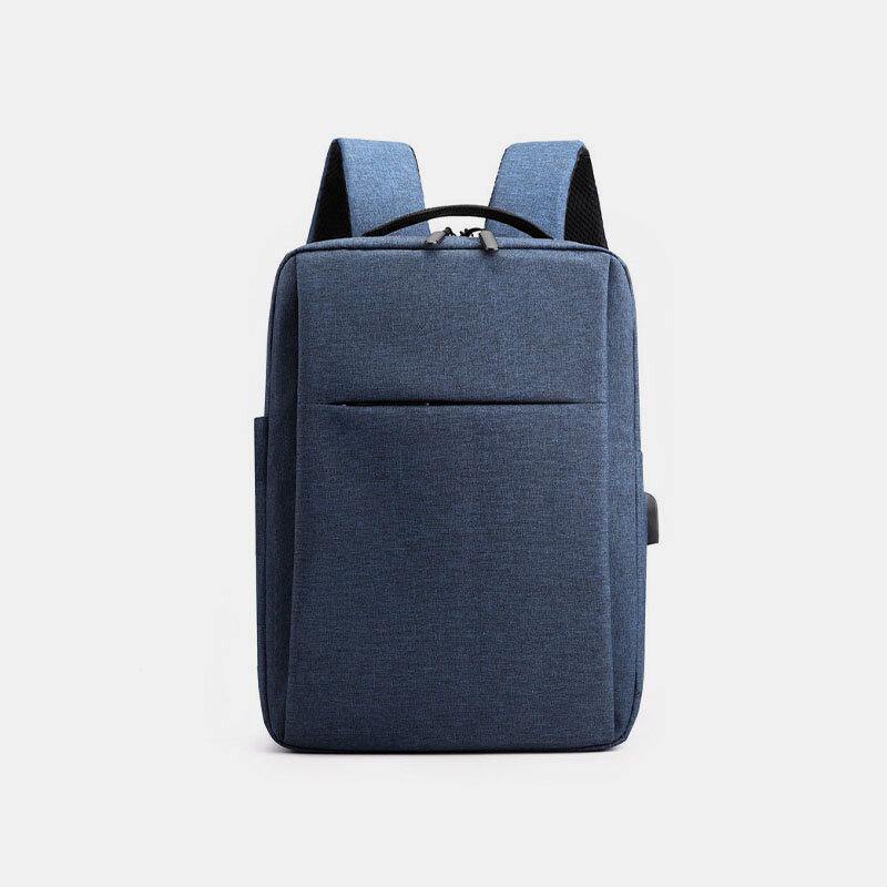 elvesmall Men Oxford USB Charging Light Weight Large Capacity 15.6 Inch Laptop Bag Backpack
