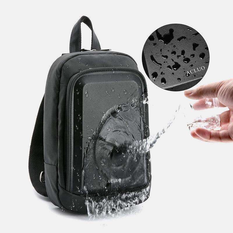 elvesmall Men USB Charging Waterproof Chest Bag Casual Detachable Shoulder Strap Breathable Crossbody Bags Shoulder Bag