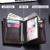 elvesmall Men Genuine Leather RFID Anti-theft Retro Business Cowhide Card Holder Wallet