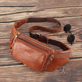 elvesmall Men Genuine Leather Retro Sport Outdoor Multi-carry Chest Bag Sling Bag Crossbody Bag Waist Bag