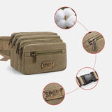elvesmall Men Waterproof Multi-pocket Waist Bag Canvas Large Capacity Multi-purpose Phone Bag Chest Bag Crossbody Bag Shoulder Bag