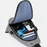 elvesmall Men Multifunction Waterproof USB Chargeable Headphone Hole Chest Bags Backpack Shoulder Bag Crossbody Bags