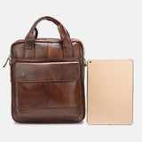 elvesmall Men Genuine Leather Large Capacity Anti-theft Vintage 6.5 Inch Phone Bag Messenger Briefcase Shoulder Bag Crossbody Bag Handbag