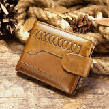 elvesmall Men Genuine Leather Cowhide Retro 8 Cards Slot License Card Bag Wallet