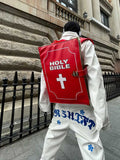 elvesmall Hip Hop Street Cross Shoulder PU Leather Backpack