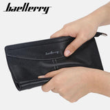 elvesmall Baellerry Men Faux Leather Long Wallet Large Capacity Clutches Bags For Business Outdoor