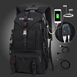 elvesmall Men Large Capacity Outdoor Waterproof USB Charging Multi-pocket 14 Inch Laptop Bag Travel Climbing Backpack