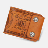 elvesmall Men PU Leather Dollar Pattern Bifold Sort Multi-card Slot Card Holder Coin Purse Wallet