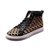 elvesmall Men's Martin Boots Fashion Personality Embroidered High-top Sneakers