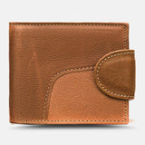 elvesmall Men Genuine Leather Short Bifold RFID Anti-theft Card Holder Coin Purse Wallet Cowhide Money Clip