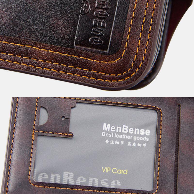 elvesmall Men Faux Leather Large Capacity Fashion Business Retro Multi-slot Card Holder Wallet