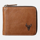 elvesmall Men Genuine Leather RFID Blocking Anti-theft Retro Multi-functional Card Holder Wallet