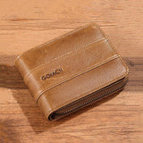 elvesmall Men Genuine Leather RFID Anti-theft Multi-slot License Card Case Card Holder Wallet