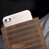 elvesmall Men Genuine Leather Retro Business Solid Thin Multi-slot Card Case Card Holder Wallet