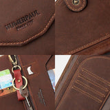 elvesmall Men Genuine Leather RFID Anti-theft Travel Hand-carry Passport Bag Multi-slots Card Holder Wallet With Keychain Pen Slot