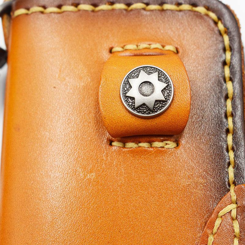 elvesmall Men Genuine Leather Wear-resistance Embossing Pattern Keychain Bag Wallet