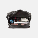 elvesmall Men Faux Leather Multi-pocket Large Capacity 14 Inch Laptop Bag Travel Backpack
