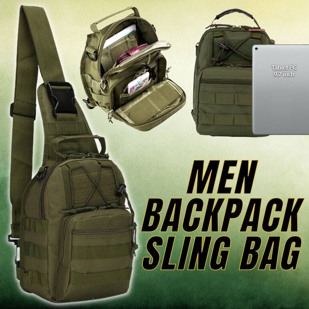 elvesmall Men Backpack Molle Tactical Sling Chest Pack Shoulder Bag Outdoor Hiking Travel
