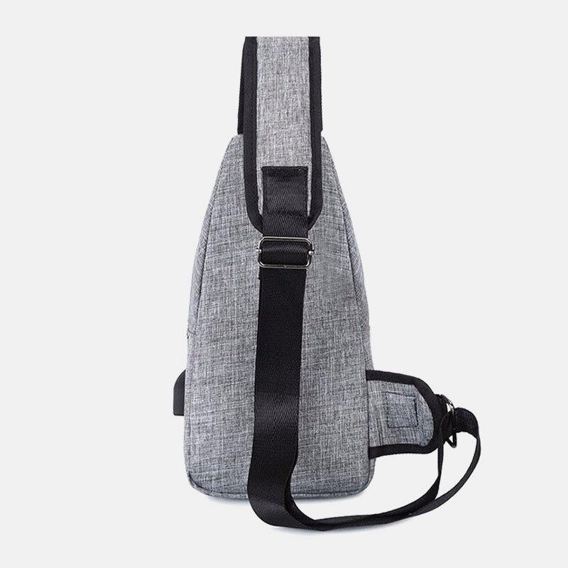 elvesmall Men Oxford Cloth USB Charging Multi-pocket Large Capacity Waterproof Chest Bag Shoulder Bag
