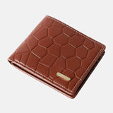 elvesmall Men Faux Leather Business Retro Solid Color Lychee Pattern Embossed Multi-slot Card Holder Wallet