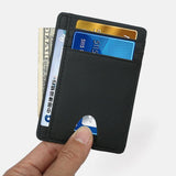 elvesmall Women & Men Genuine Leather Card Holder Carbon Fiber Pattern RFID Multi-card Slot Wallet