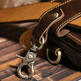 elvesmall Men Multifunctional Large Capacity 6.3 Inch Phone Bag Genuine Leather Waist Bag Wear-resistant Belt Bag With Hook