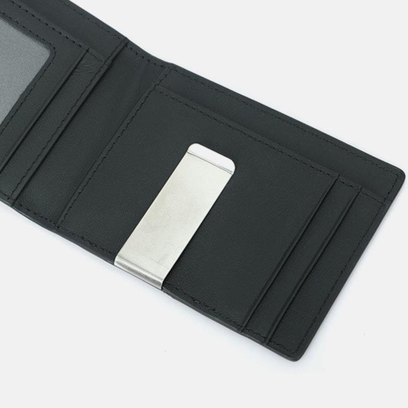 elvesmall Men Multifunction Business RFID Carbon Fiber US Dollar Clip Card Trade Short Multi-card Slots Wallet