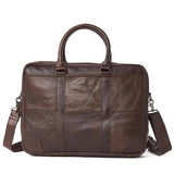 elvesmall Genuine Leather Business Laptop Bag Briefcase Crossbody Bag