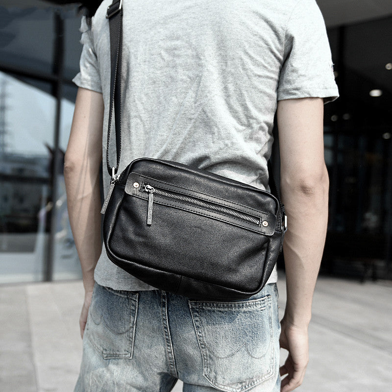 elvesmall Men's Casual Leather Shoulder Bag