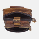 elvesmall Men's Genuine Leather Retro Business Sports Waist Bag with Belt Loop for 4.7 Inch Phone