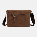 elvesmall Men Genuine Leather And Canvas Retro Travel Outdoor Multi-pocket Carrying Bag Crossbody Bag