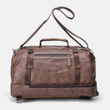 elvesmall Men Multi-purpose PU Leather Backpack 15.6 Inch Large Capacity Multi-pocket Laptop Bag Handbag Crossbody Bags