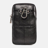 elvesmall Men Genuine Leather Retro Business 6.3 Inch Phone Bag Hanging Waist Bag With Belt Loop