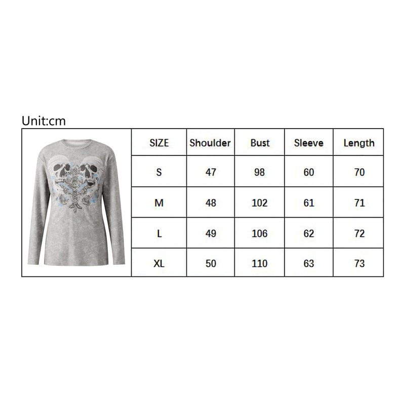 Elvesmall  Gothic T Shirt Women Fairycore Grunge Long Sleeve Tops 2000s Aesthetic Punk Style Clothes y2k E Girl Tee Streetwear