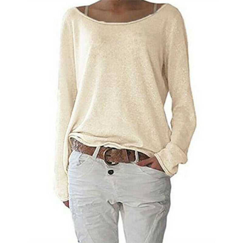 Elvesmall  New Casual Loose Ladies Long Sleeve Tops T Shirt Pure Color Tops Women Clothing T Shirt Fashion Summer Spring Autumn Basic Top