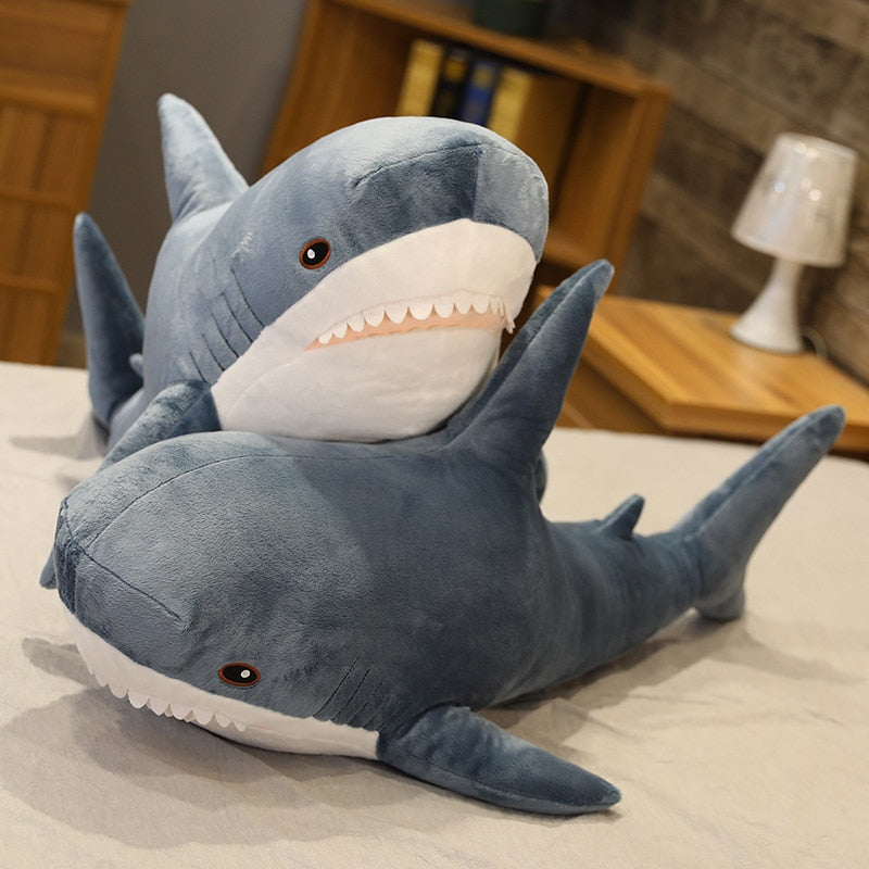 elvesmall 45/60/80cm Cute Shark Plush Toy Soft Stuffed Speelgoed Animal Reading Pillow for Birthday Gifts Cushion Doll Gift