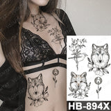 elvesmall Waterproof Temporary Tattoo Stickers Fox Cat  Anime Kawaii Flash Tatoo Women Men Cute Pink Japanese Body Art Fake Sleeve Tattoos