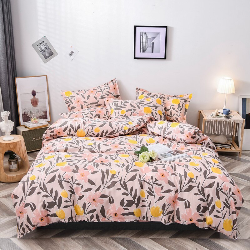 Elvesmall back to school Floral design duvet cover pillowcase 3pcs 220x240, quilt cover blanket cover 200x200 ,single double king size bedding sets